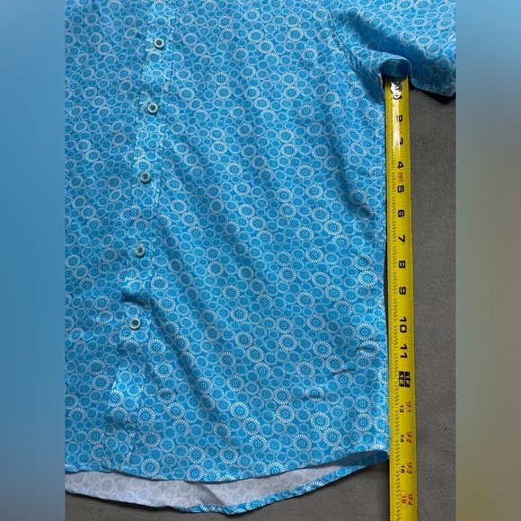 Marti Kat Shirt Mens Small Blue Short Sleeve Button Up Geometric Beach Vacation - Picture 8 of 11